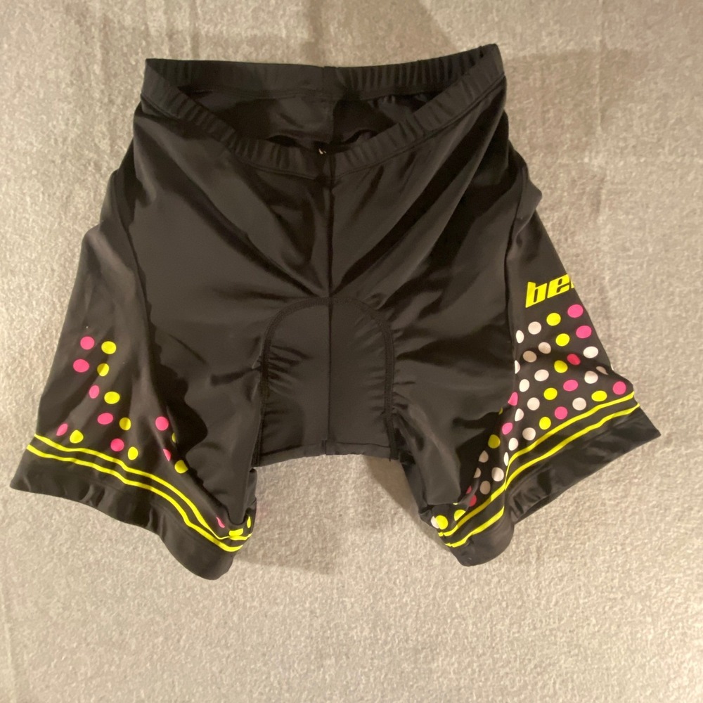 Beroy Womens Cycling Shorts Black Neon Polka Dot Padded Bike Shorts Size XL